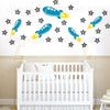 Arabic English Alphabet rockets & stars Modern Islamic decals designs Our Muslim decorations will teach your child to learn the letters with colorful custom wall art ideal for the mosque masjid school playrooms Muslim decorations