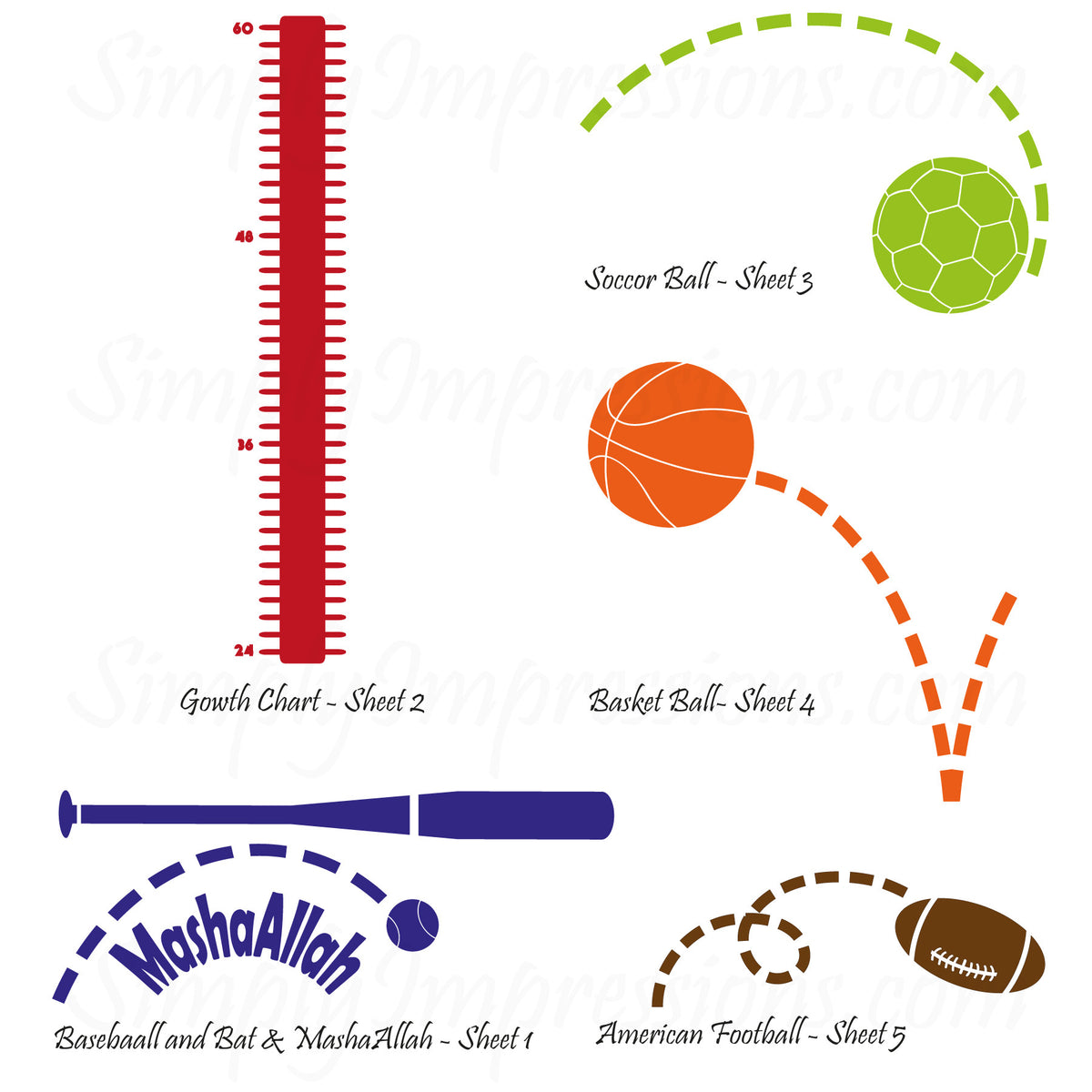 Sports Theme Growth Chart With MashaAllah
