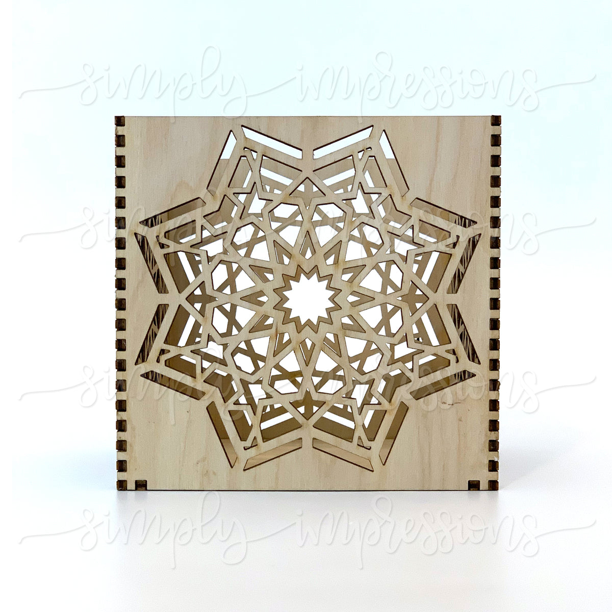 Geometric Cube with Star – Wooden Candle Holder