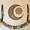 Large Geometric Moon & Star Wood Cutout